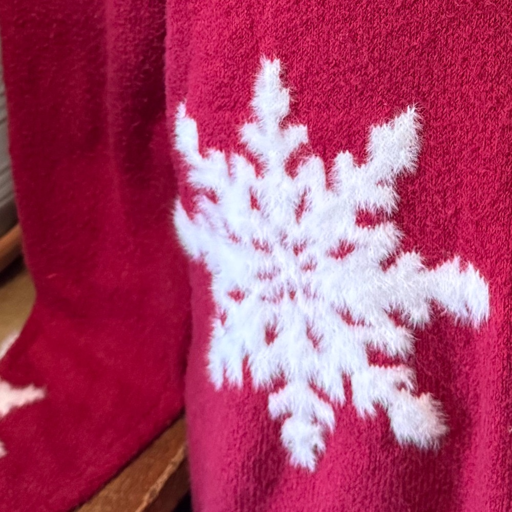 Red Snowflake Sweater XL Fold Over Neck holiday teacher‎ - Picture 5 of 8